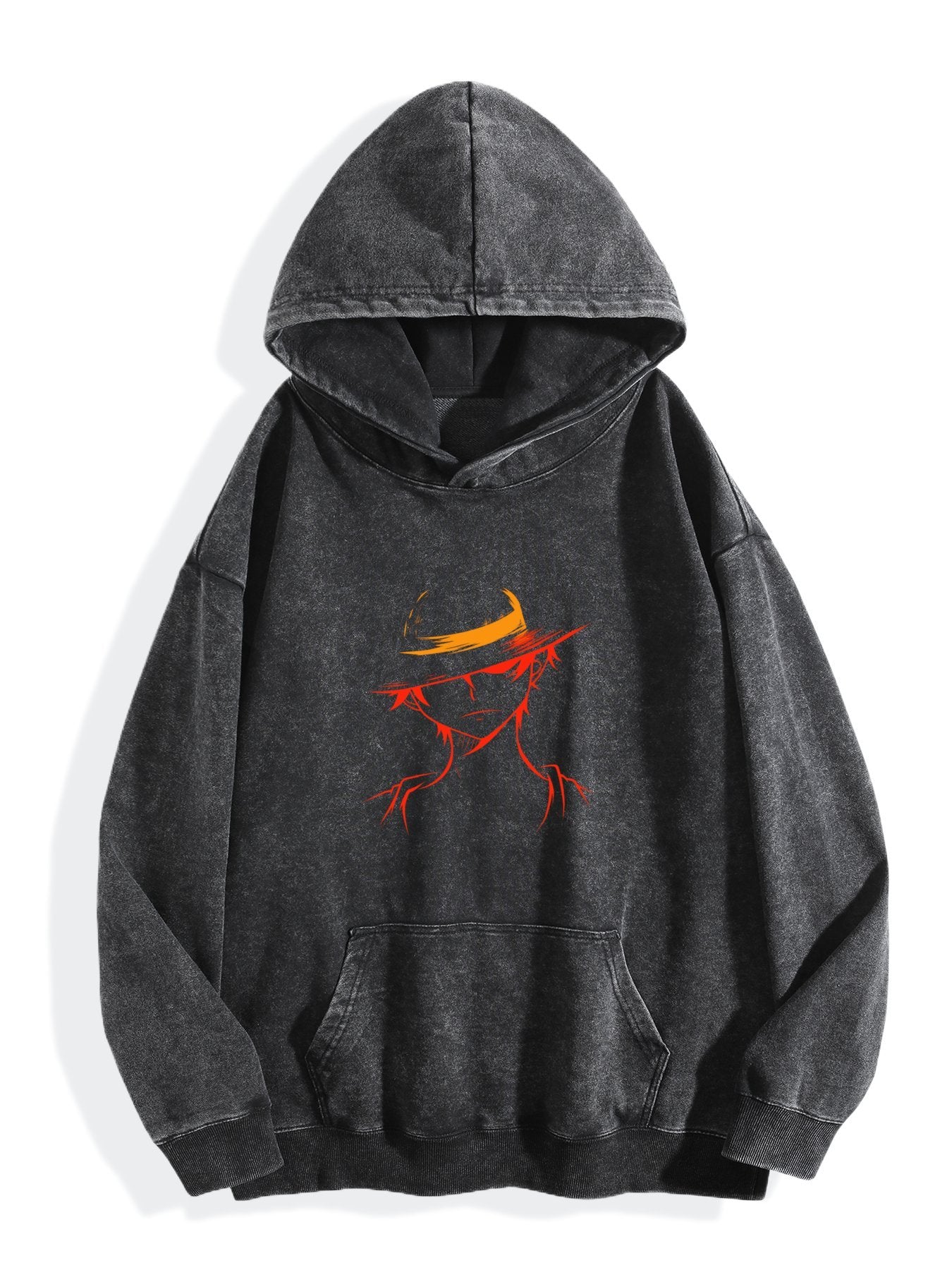 One Piece Luffy Silhouette Vintage Wash Oversized Hoodie