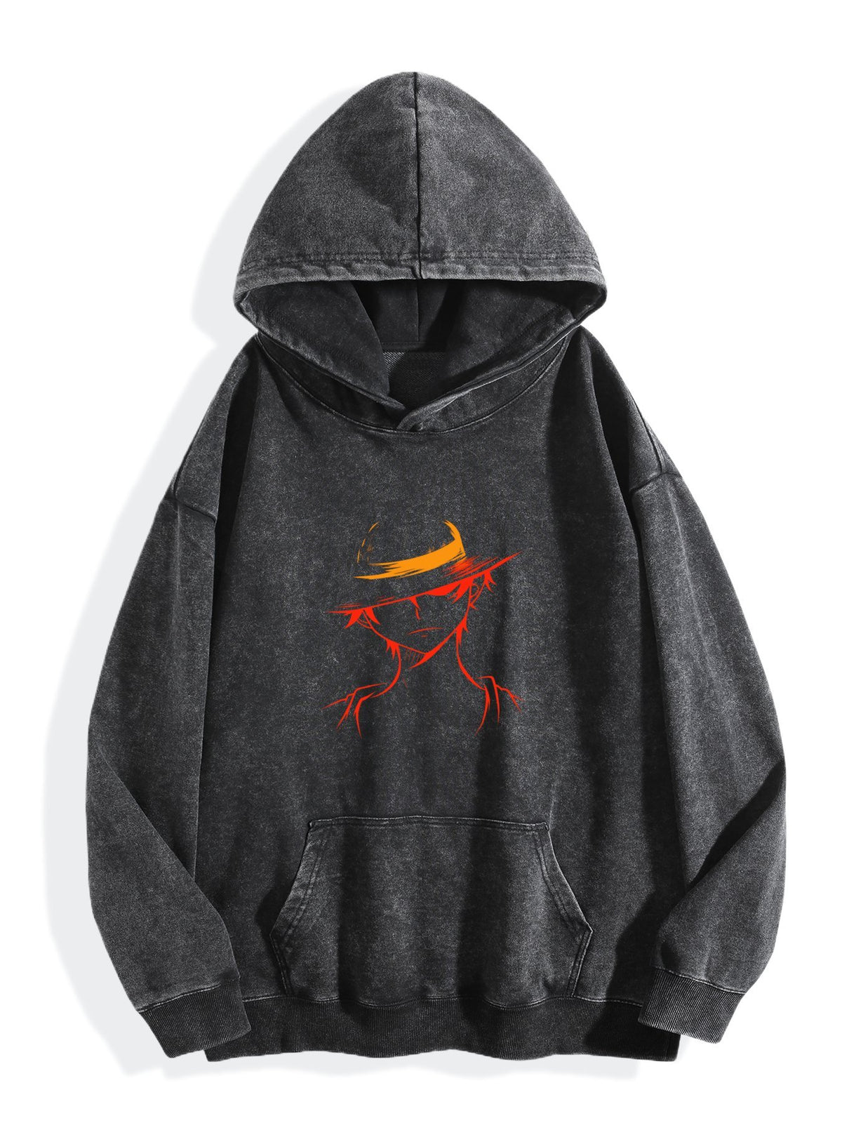 One Piece Luffy Silhouette Vintage Wash Oversized Hoodie