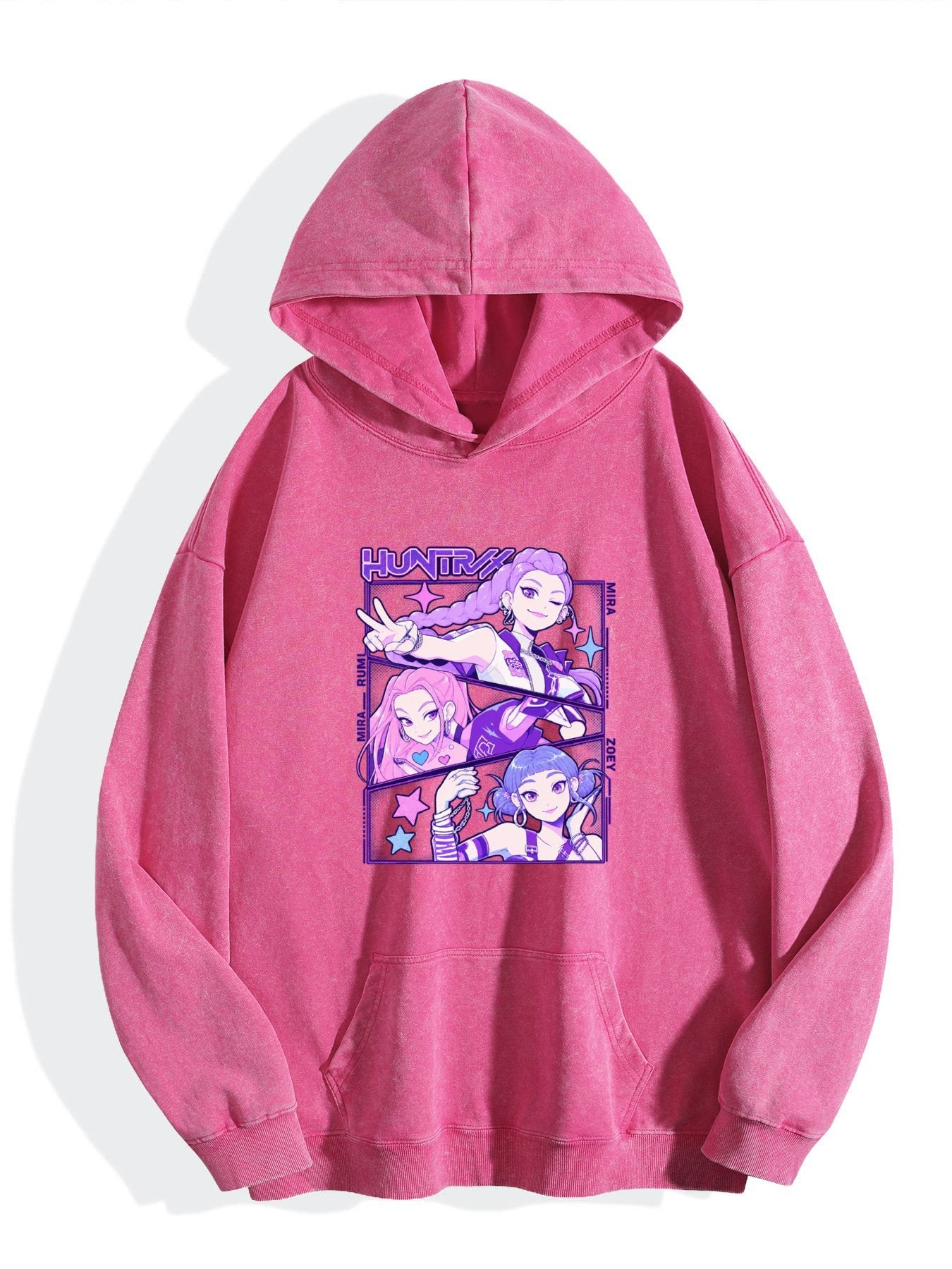 Pop Demon Hunters Multi‑Character Purple Vintage Wash Hoodie