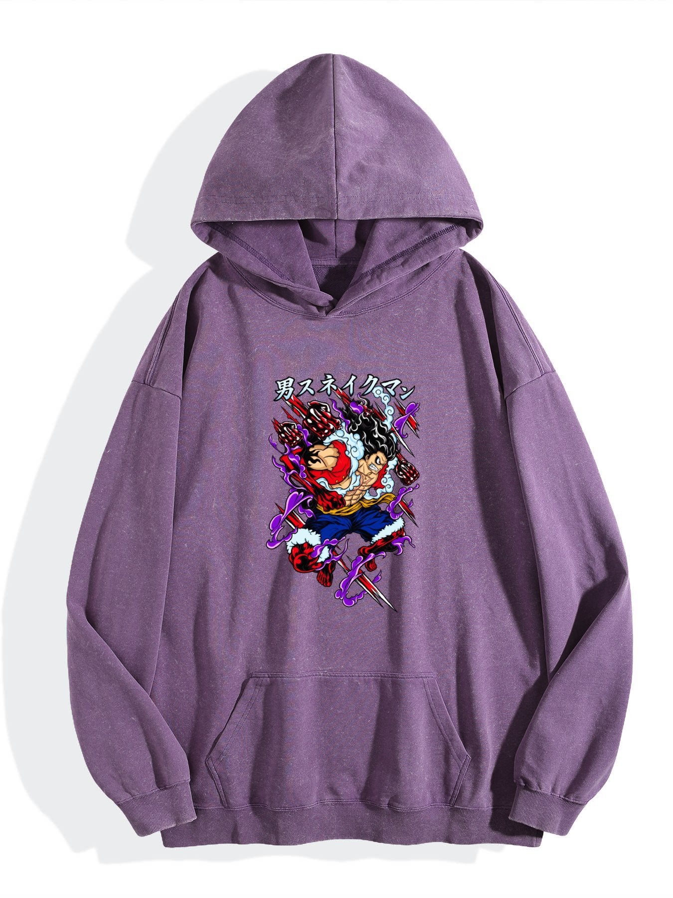 One Piece Luffy Gear 4 Surge Effect Vintage Wash Oversized Hoodie