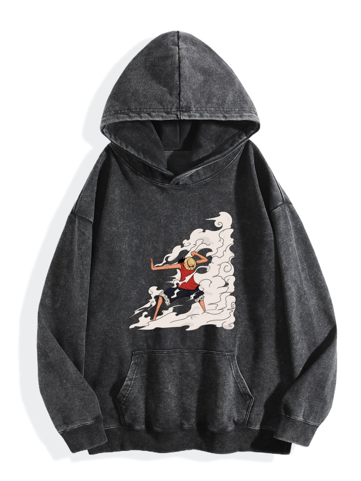 One Piece Luffy Gear Effect Vintage Wash Oversized Hoodie