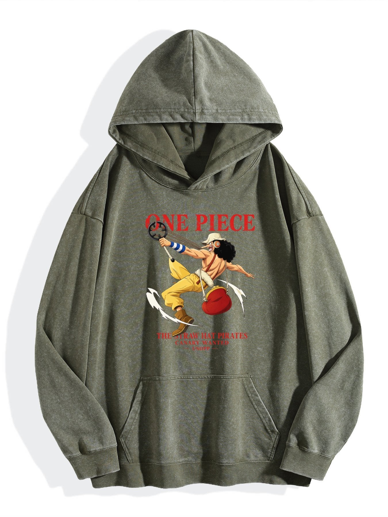 One Piece Usopp Action Pose Vintage Wash Oversized Hoodie