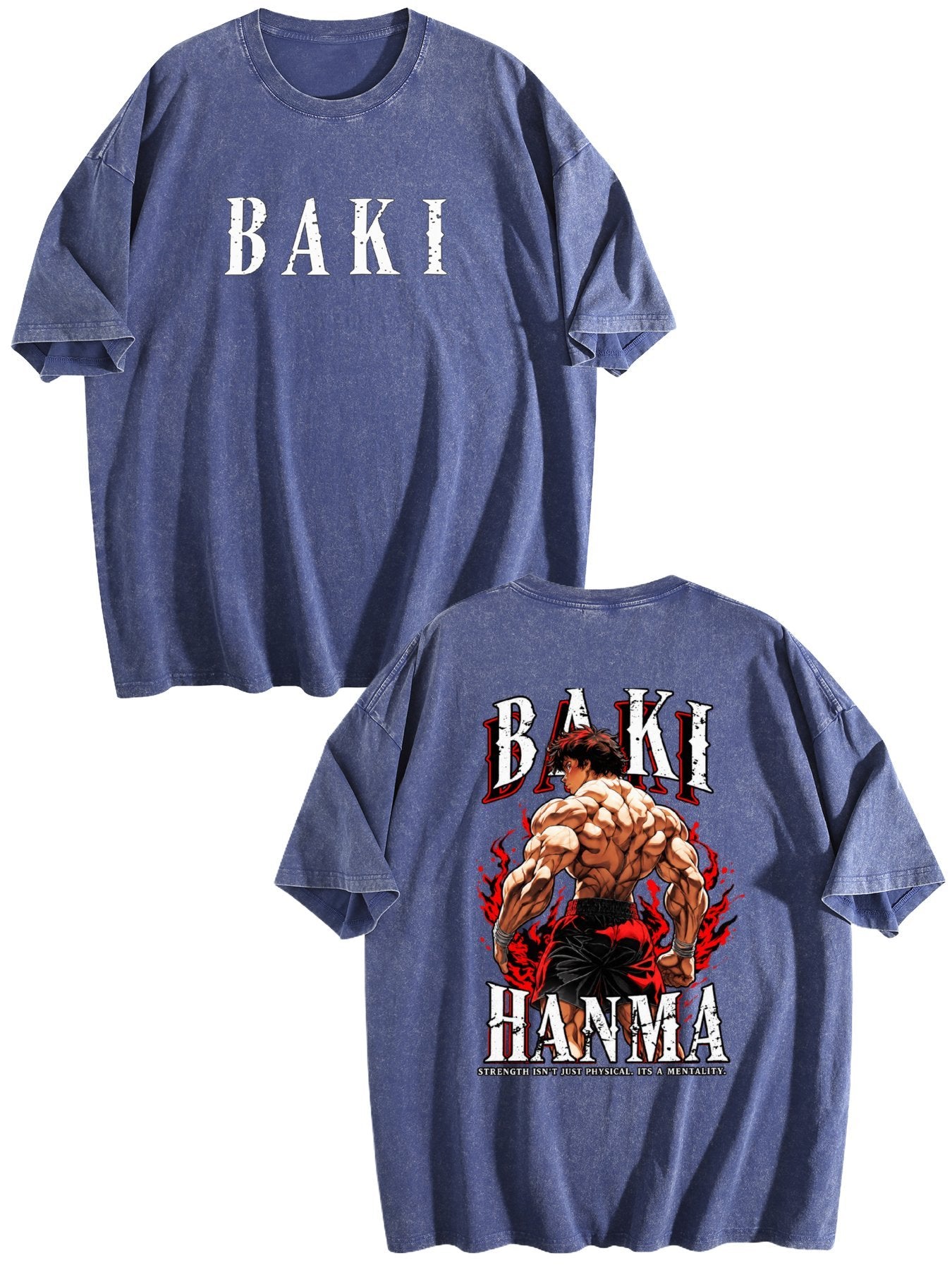 Baki Hanma Double‑Sided Print Vintage Washed T‑Shirt