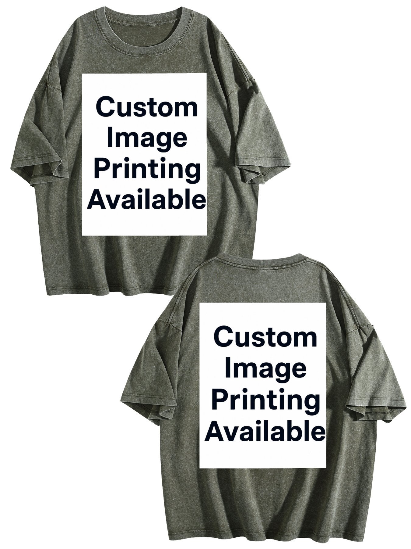 Custom Front Back Print Vintage Washed Oversized Unisex Short Sleeve Tee