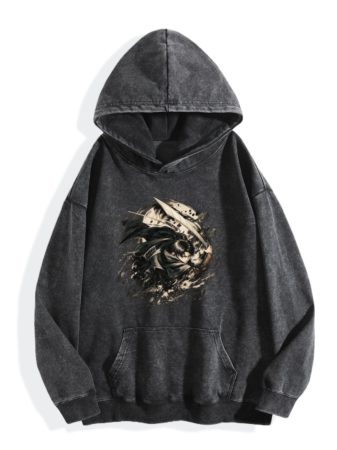 Attack On Titan Eren Circular Vintage Wash Oversized Hoodie