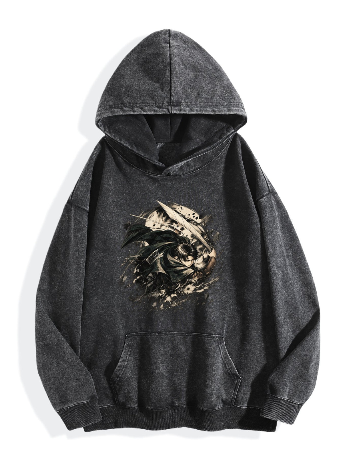 Attack On Titan Eren Circular Vintage Wash Oversized Hoodie