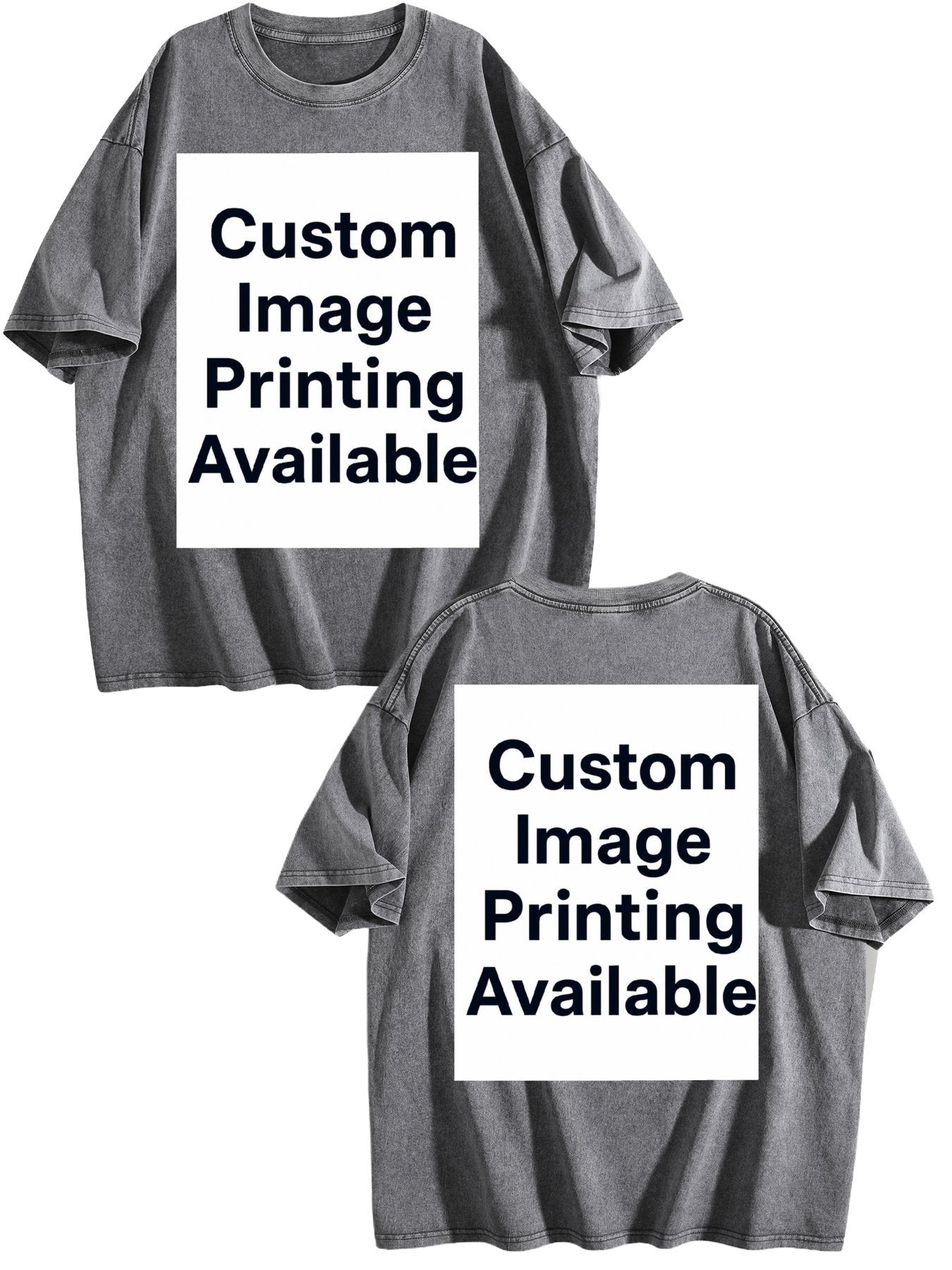 Custom Front Back Print Vintage Washed Oversized Unisex Short Sleeve Tee