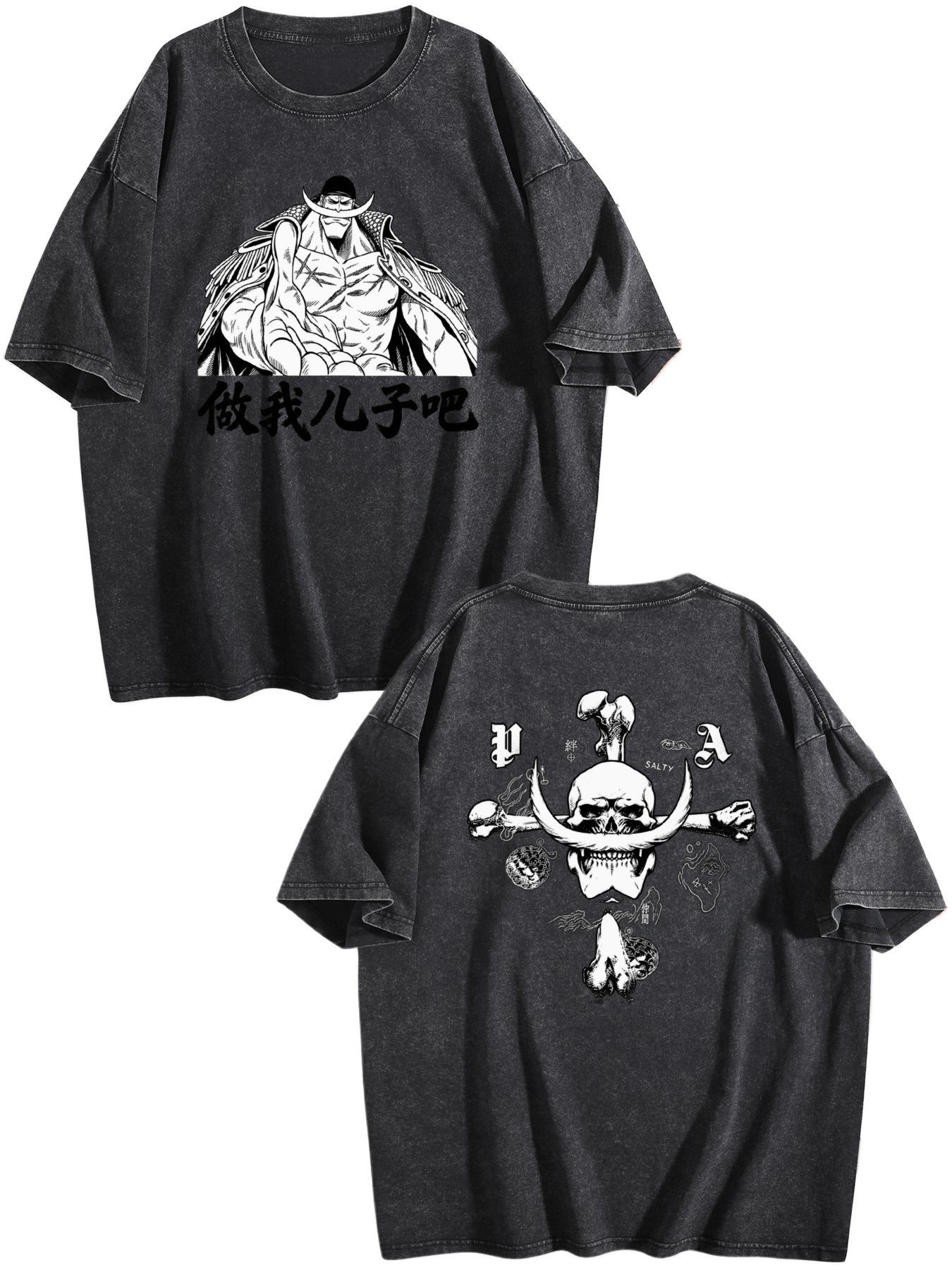 One Piece Whitebeard Printed Washed Short‑Sleeve T‑Shirt