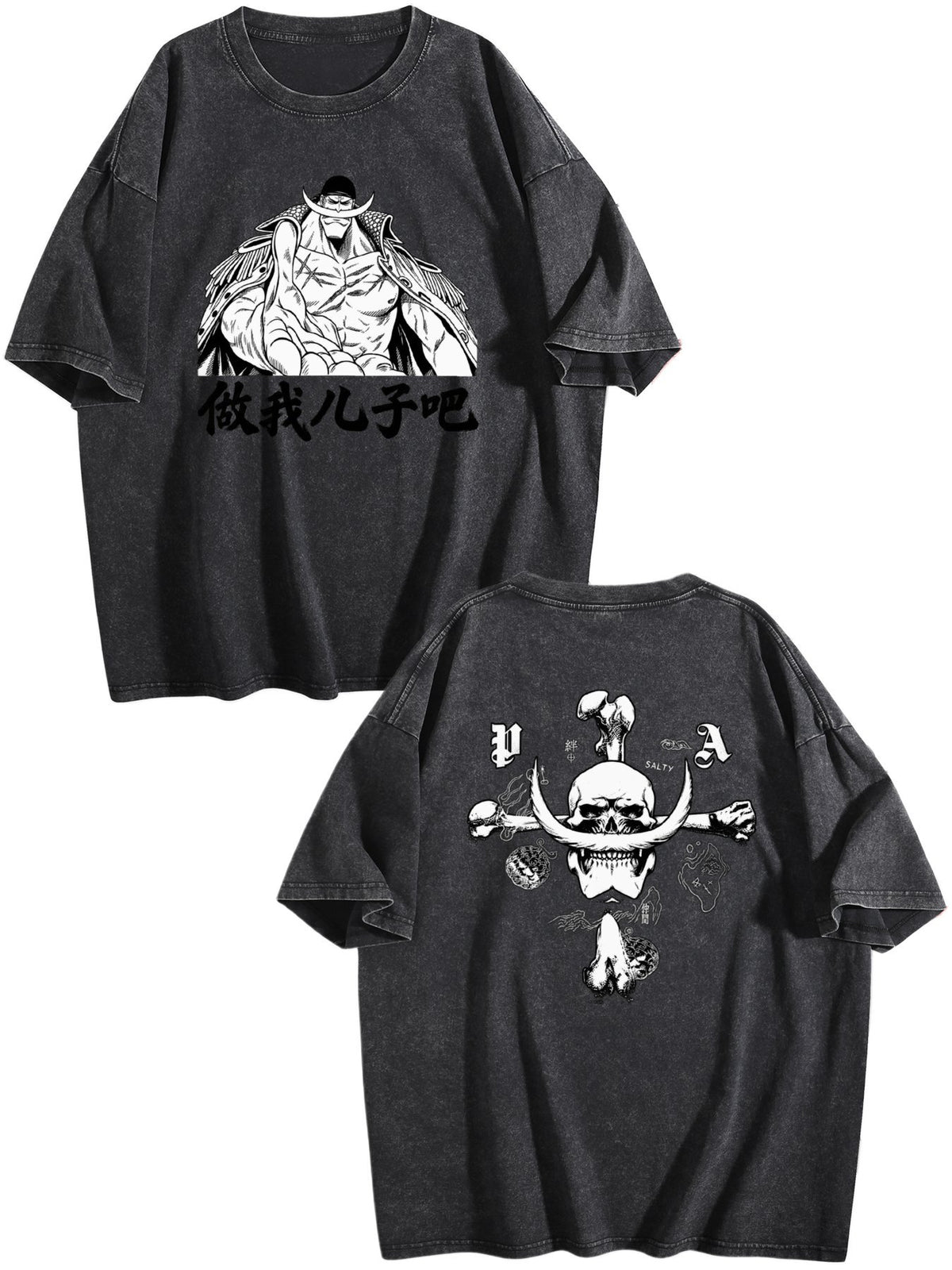 One Piece Whitebeard Printed Washed Short‑Sleeve T‑Shirt