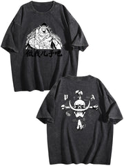 One Piece Whitebeard Printed Washed Short‑Sleeve T‑Shirt