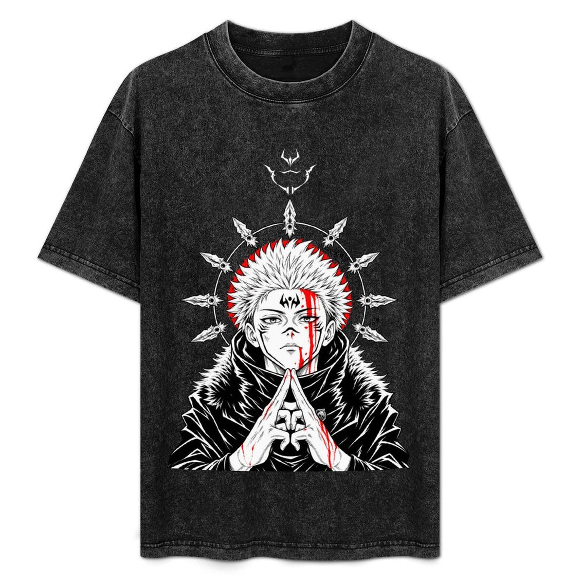 Jujutsu Kaisen Ryomen Sukuna Vintage Washed Anime T‑Shirt