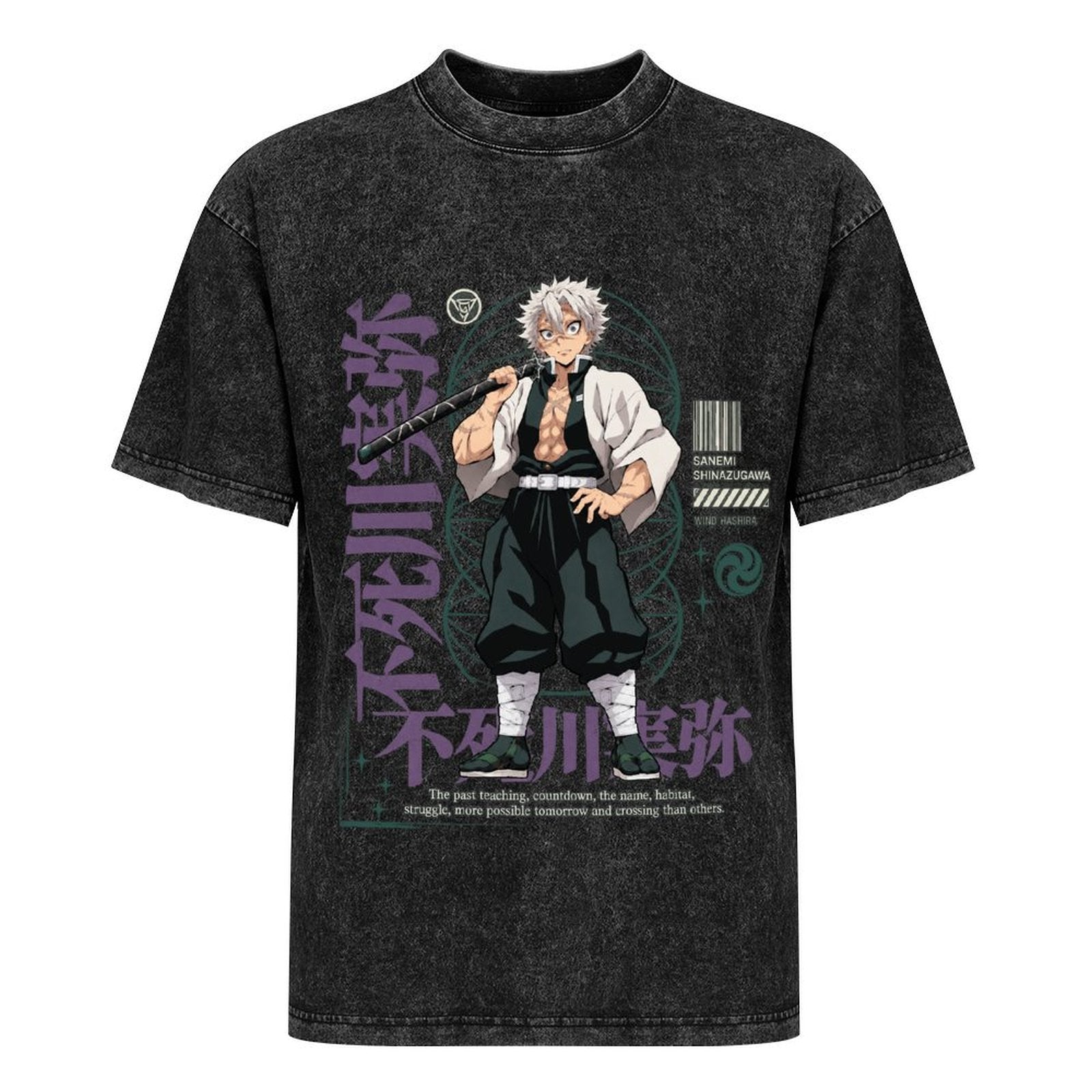 Demon Slayer Sanemi Shinazugawa Oversized Washed Men Tee