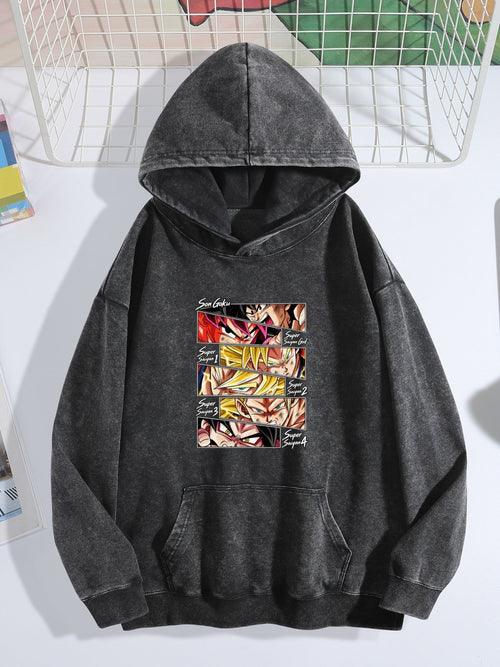 Anime Eyes Manga Panel Vintage Wash Oversized Hoodie