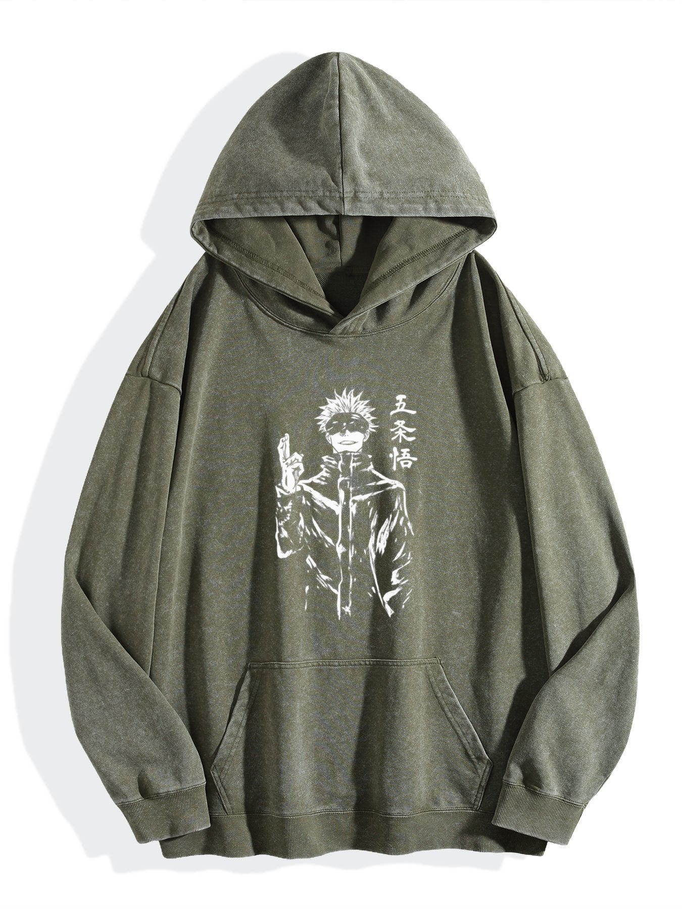 Jujutsu Kaisen Gojo Satoru Monochrome Vintage Wash Oversized Hoodie