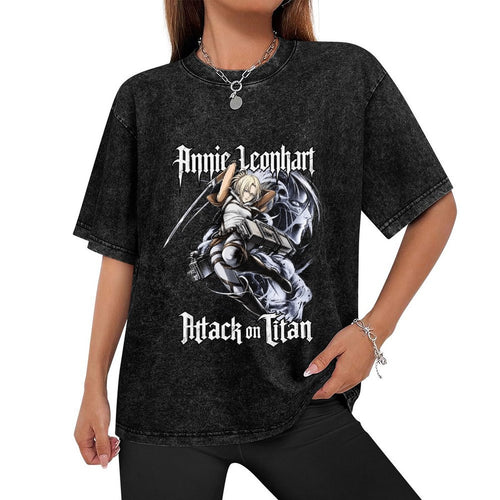 Attack On Titan Annie Leonhart Oversized Washed Men Tee