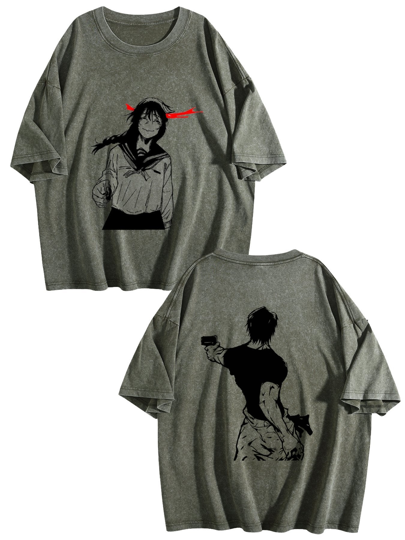 Jujutsu Kaisen Double‑Sided Print Vintage Washed Anime T‑Shirt