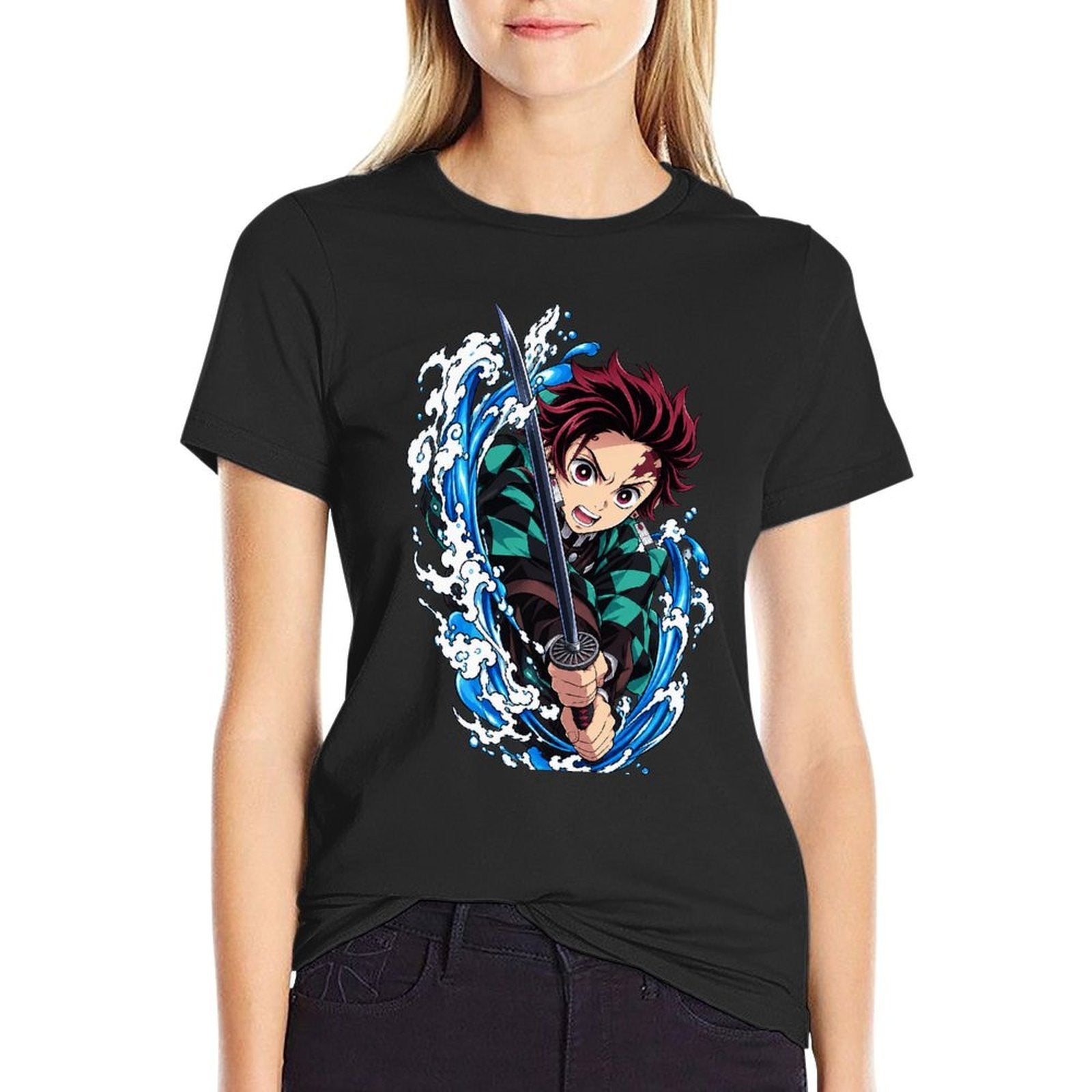 Demon Slayer Tanjiro Water Breathing Effect Graphic Men Tee