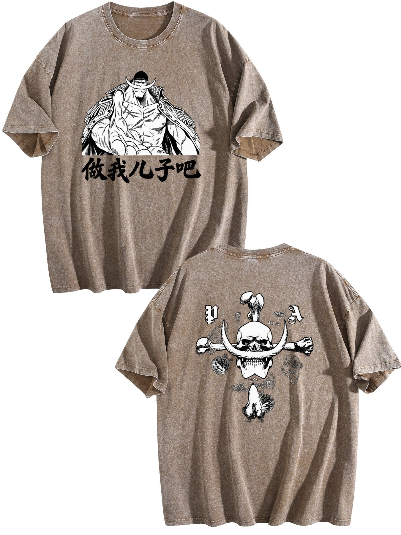 One Piece Whitebeard Printed Washed Short‑Sleeve T‑Shirt