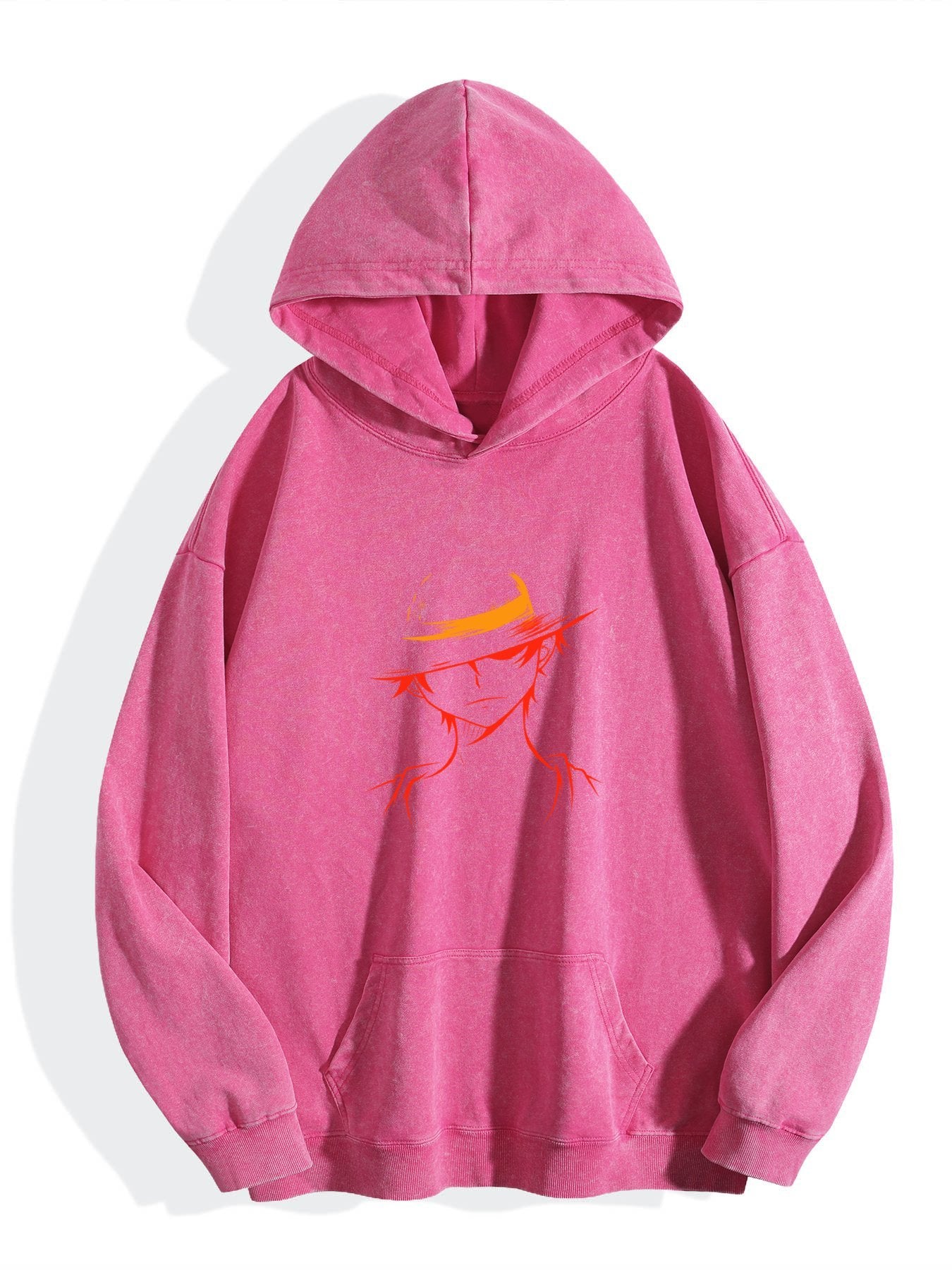 One Piece Luffy Silhouette Vintage Wash Oversized Hoodie