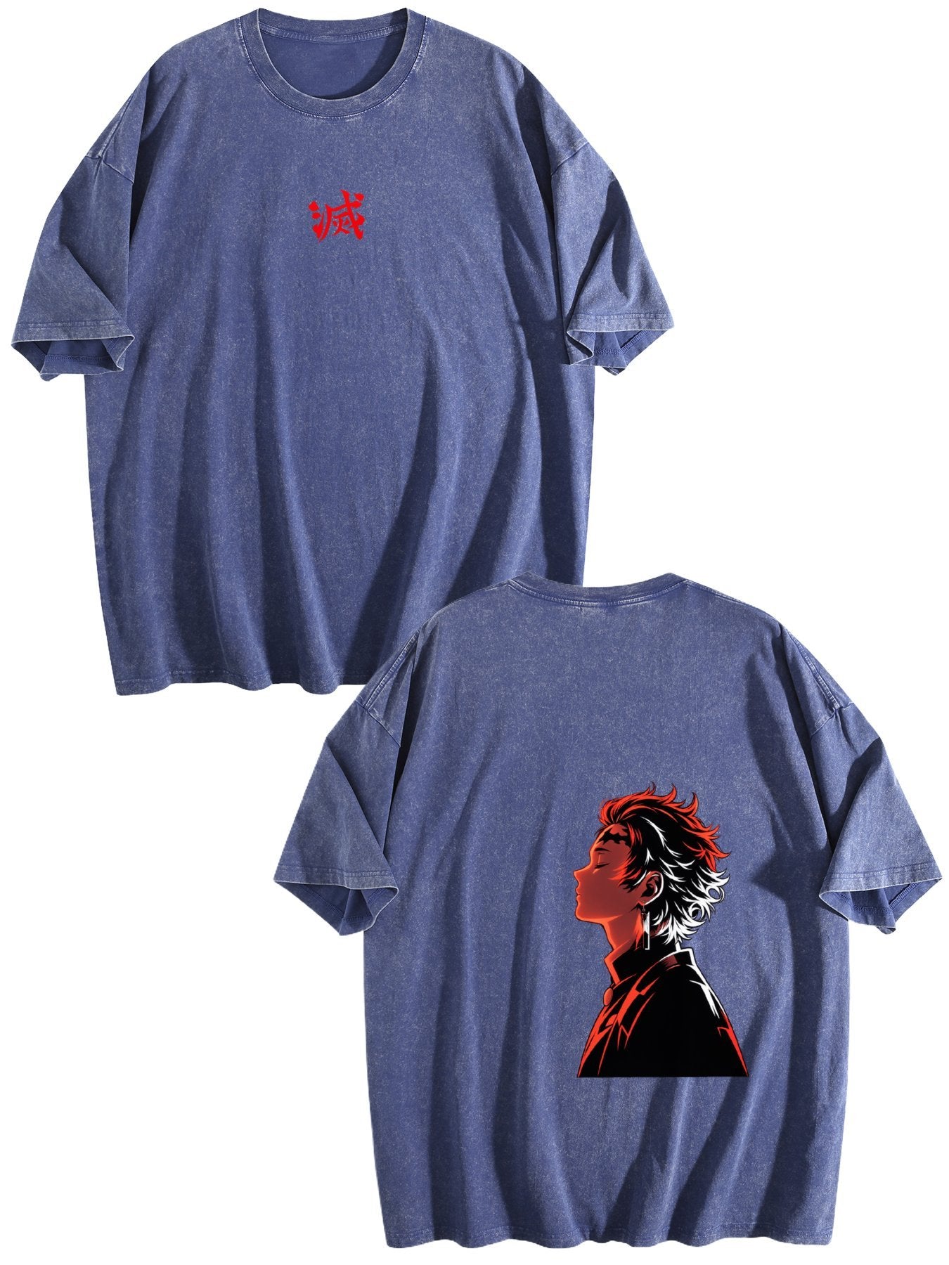 Demon Slayer Double‑Sided Print Vintage Washed Anime T‑Shirt