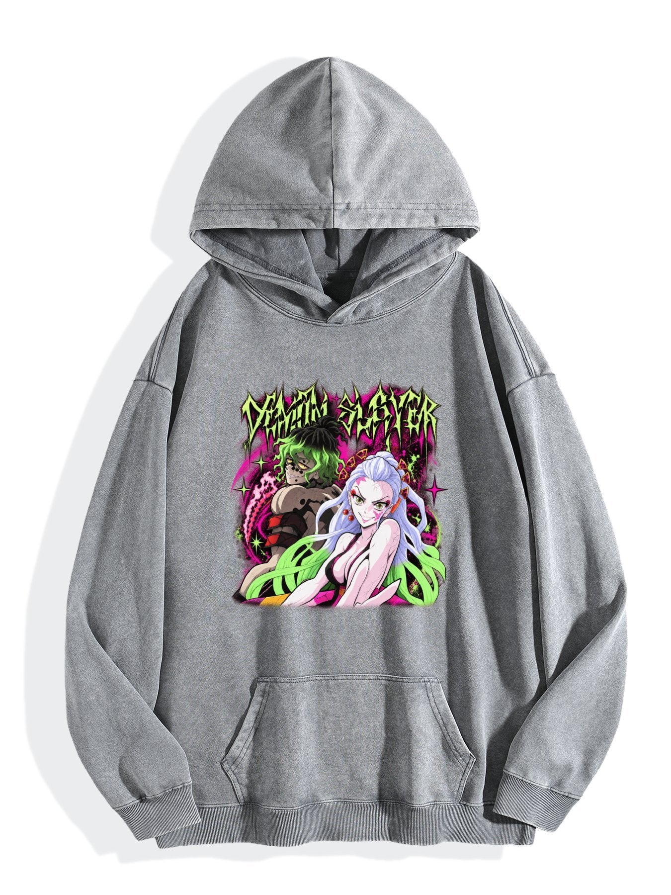 Demon Slayer Daki Gyutaro Vintage Wash Oversized Hoodie