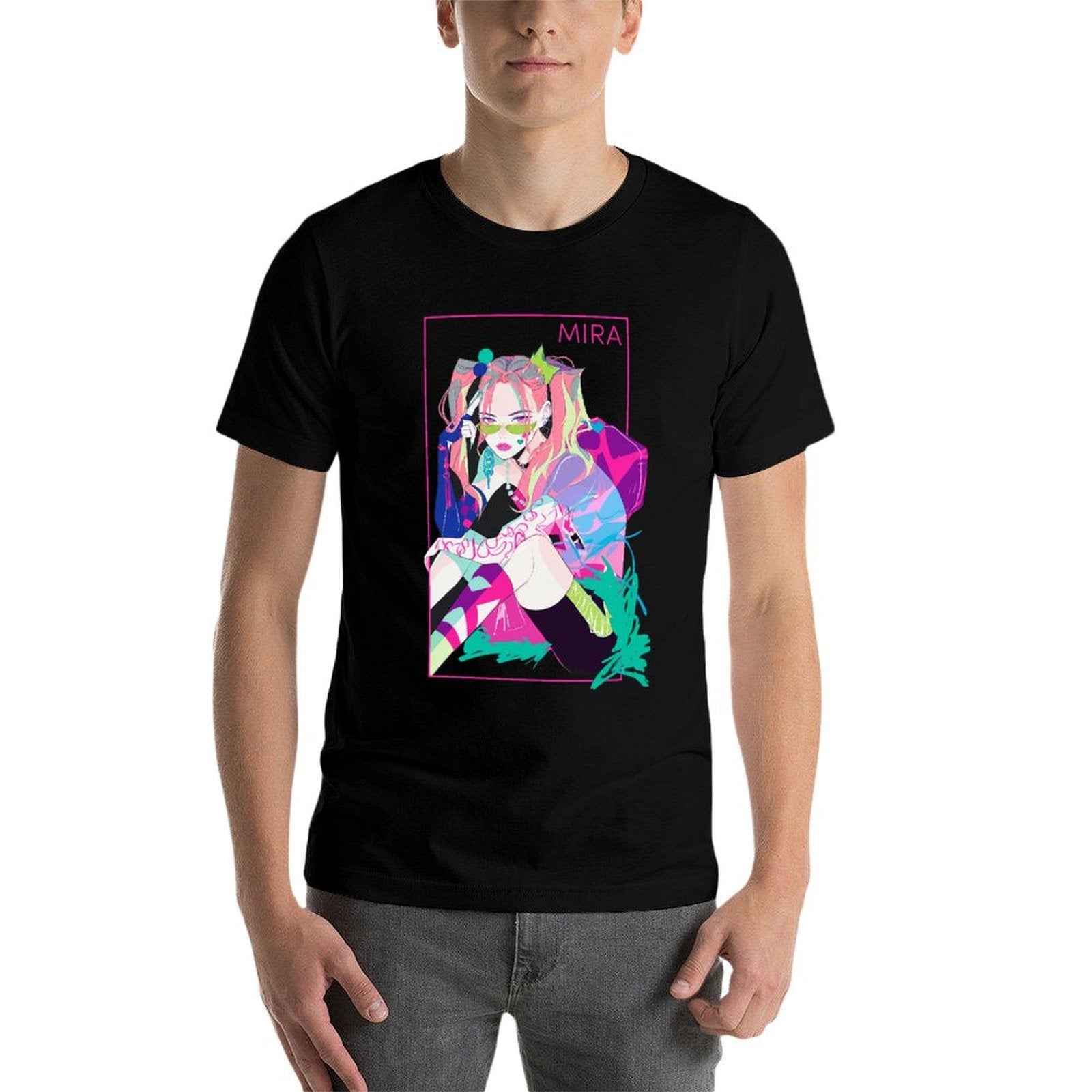 Kpop Demon Hunters Mira Vaporwave Framed Portrait Graphic Men Tee