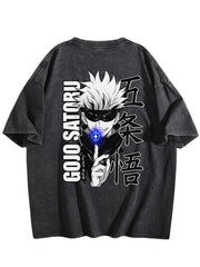 Jujutsu Kaisen Gojo Satoru Double‑Sided Print Vintage Washed T‑Shirt