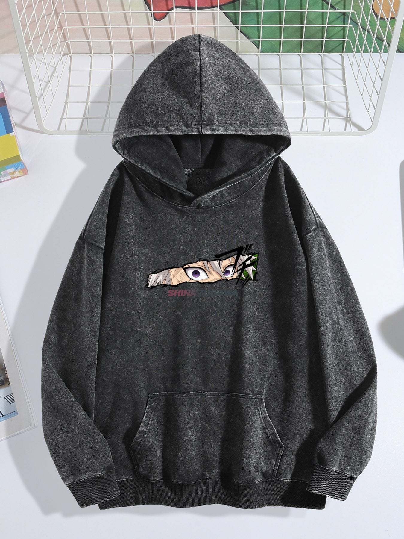 Demon Slayer Sanemi Shinazugawa Eye Vintage Wash Oversized Hoodie