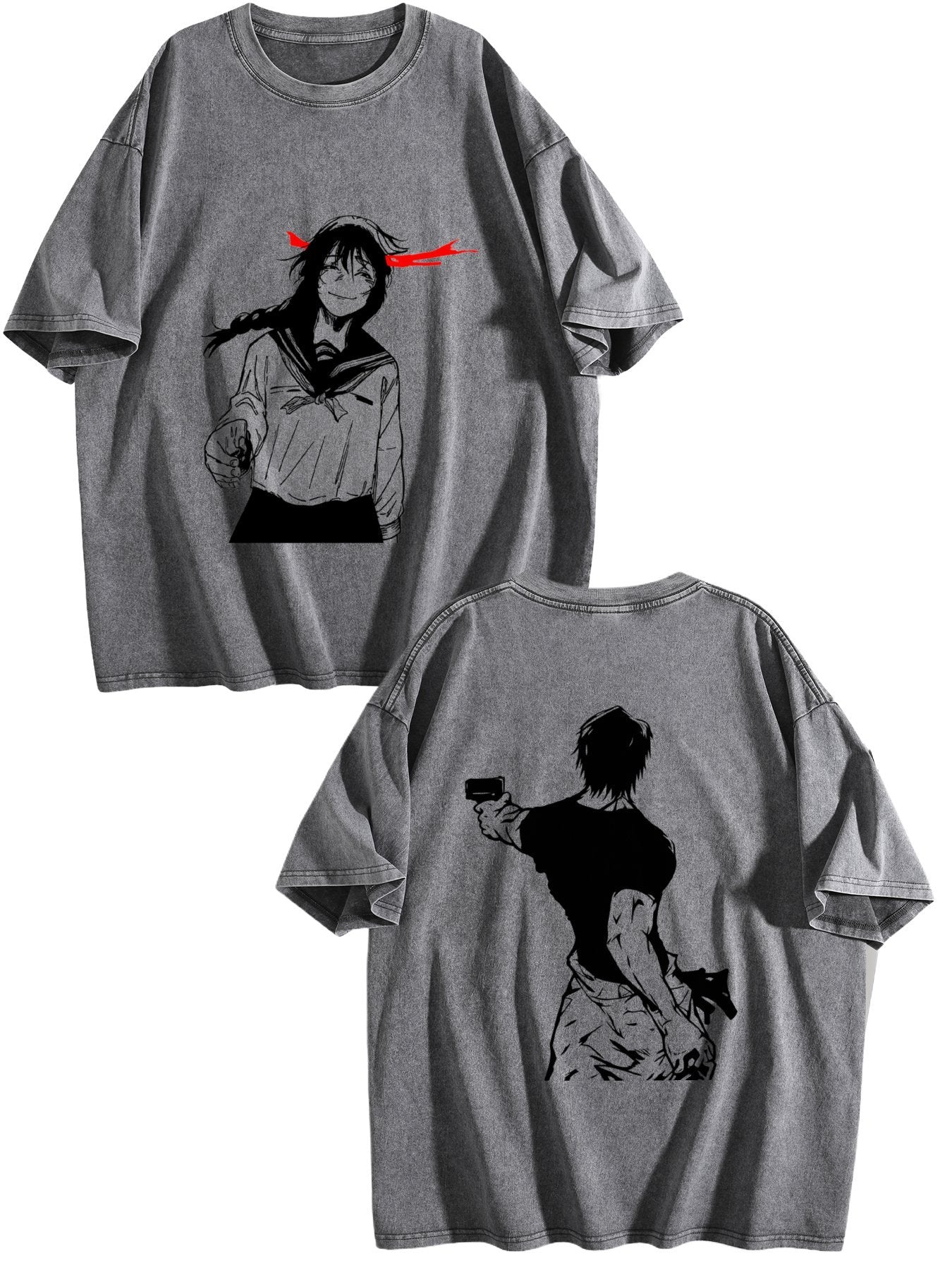 Jujutsu Kaisen Double‑Sided Print Vintage Washed Anime T‑Shirt