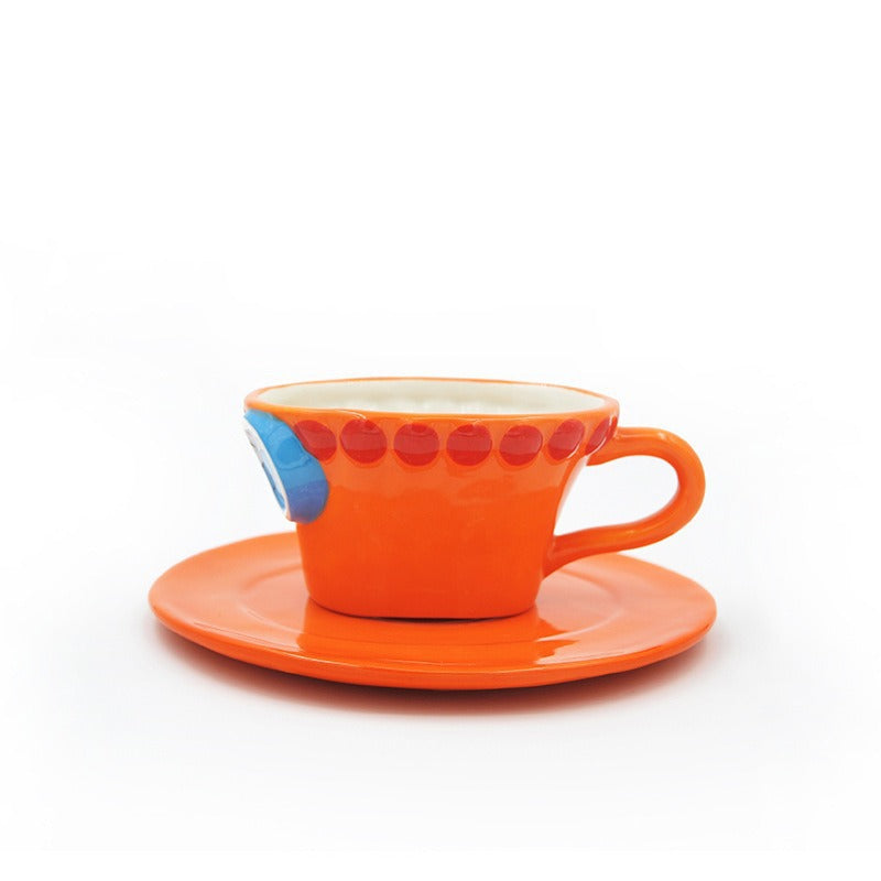 Anime One Piece Luffy Lady'S Coffee Cup And Saucer Cartoon White Porcelain Ceramic Cup Creative Couple Set One Piece Ip