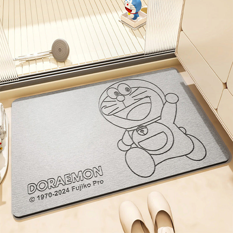 Genuine Doraemon Hard Diatom Mud Floor Mats Household Bathroom Non-Slip Mats Environmentally Friendly Strong Water-Absorbent Quick-Drying Foot Mats Ip Model