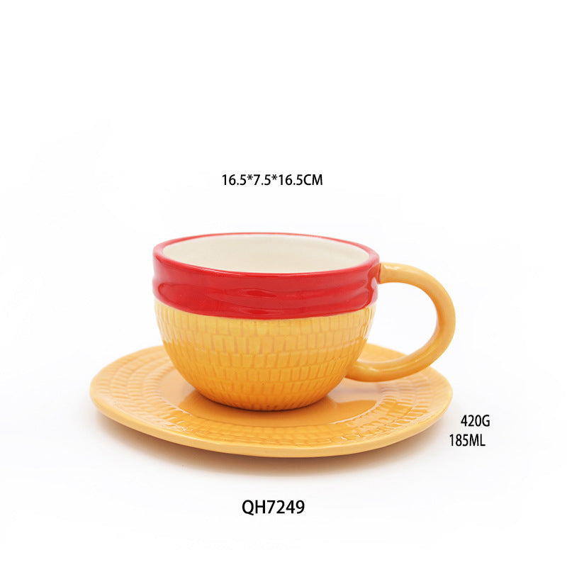 Anime One Piece Luffy Lady'S Coffee Cup And Saucer Cartoon White Porcelain Ceramic Cup Creative Couple Set One Piece Ip