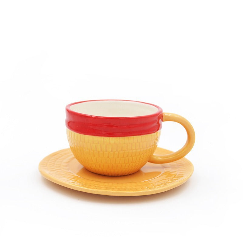 Anime One Piece Luffy Lady'S Coffee Cup And Saucer Cartoon White Porcelain Ceramic Cup Creative Couple Set One Piece Ip