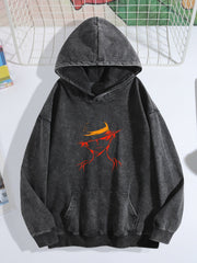One Piece Luffy Silhouette Vintage Wash Oversized Hoodie