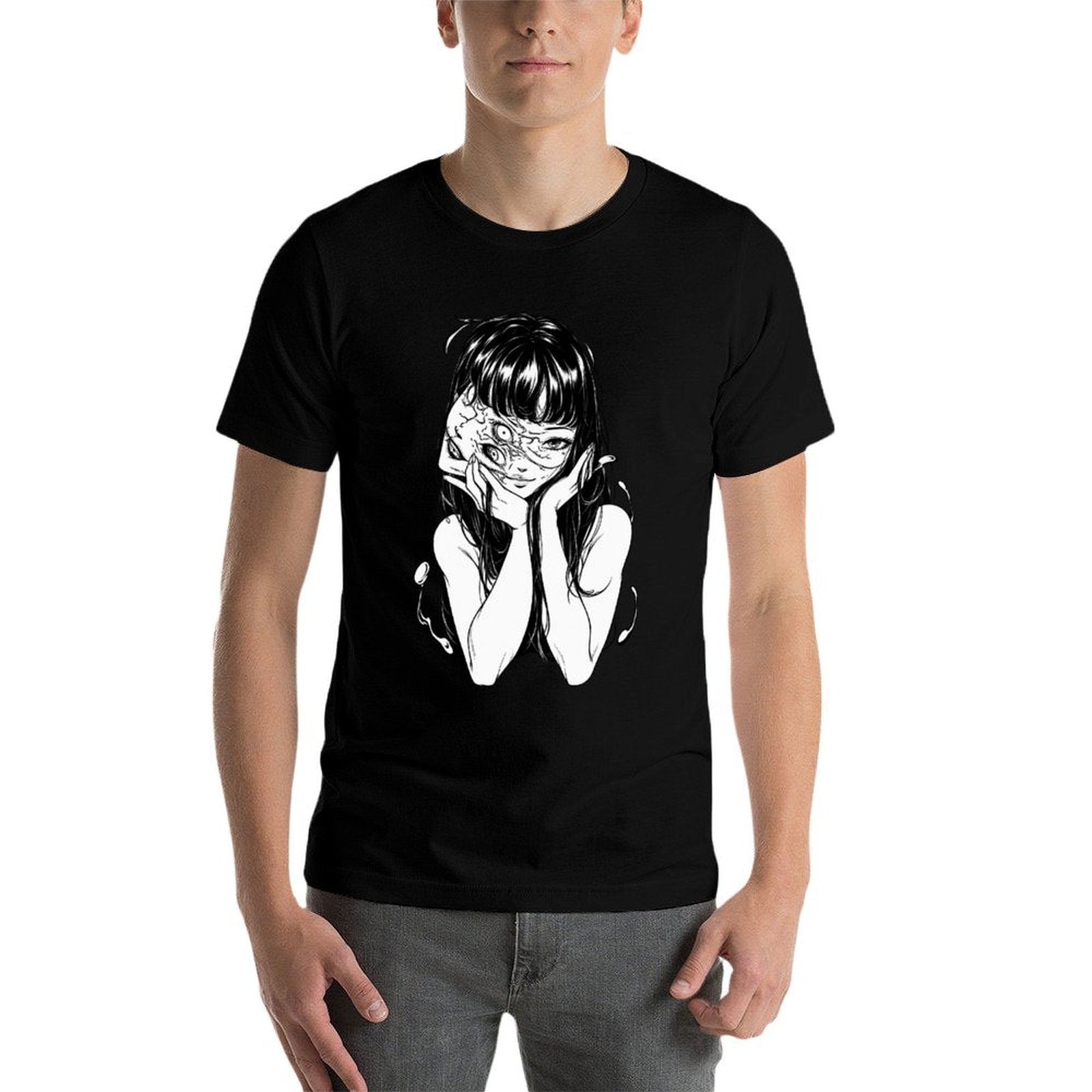 Tomie Junji Ito Black‑White Sketch Anime Short Sleeve T‑Shirt