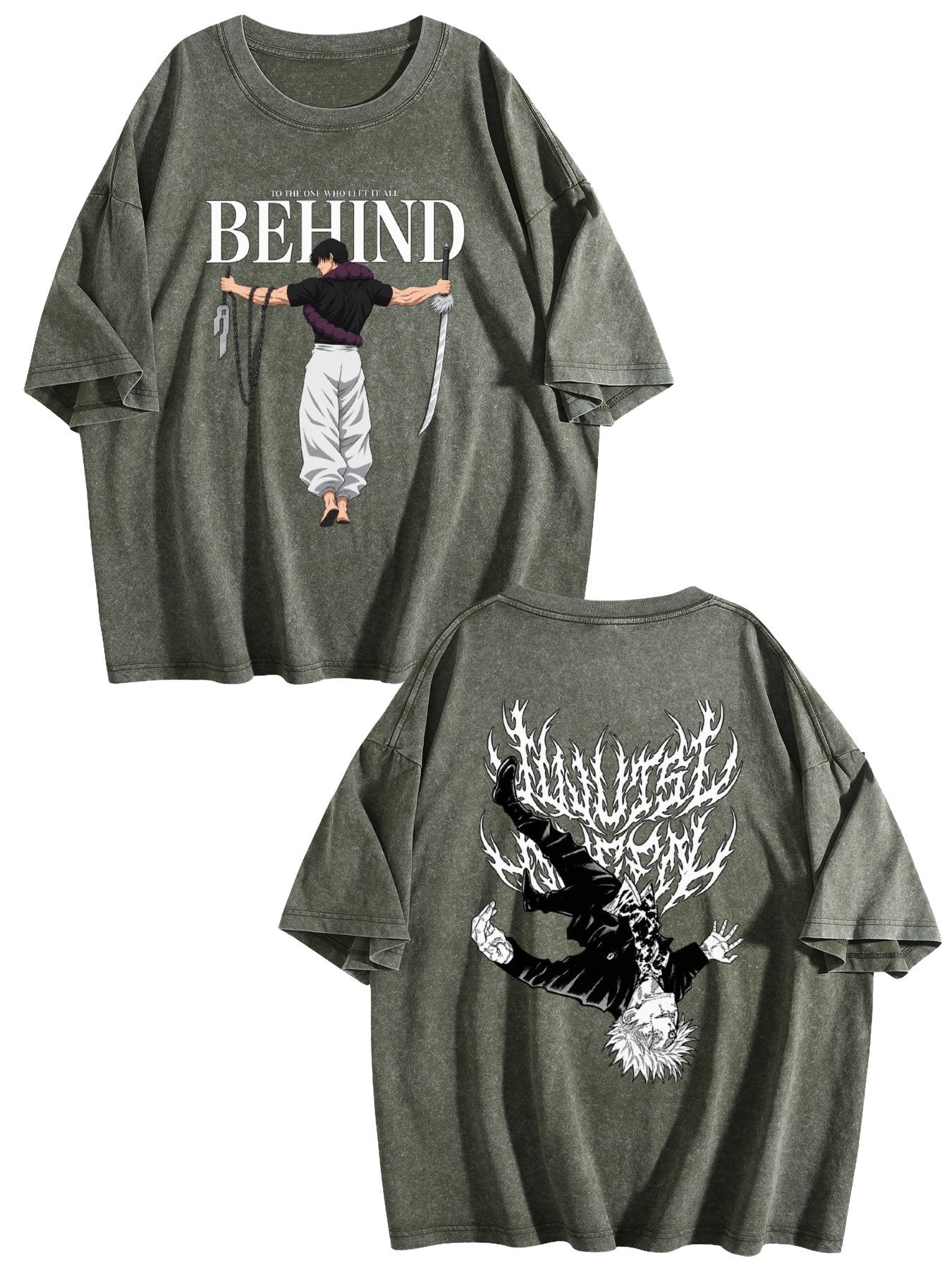 Jujutsu Kaisen Printed Vintage Washed Short‑Sleeve T‑Shirt
