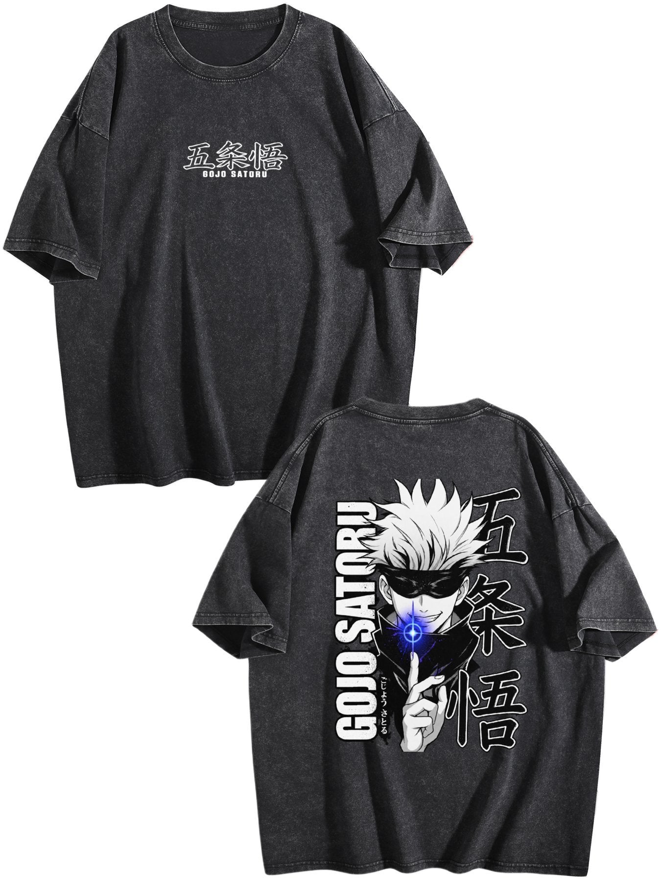 Jujutsu Kaisen Gojo Satoru Double‑Sided Print Vintage Washed T‑Shirt