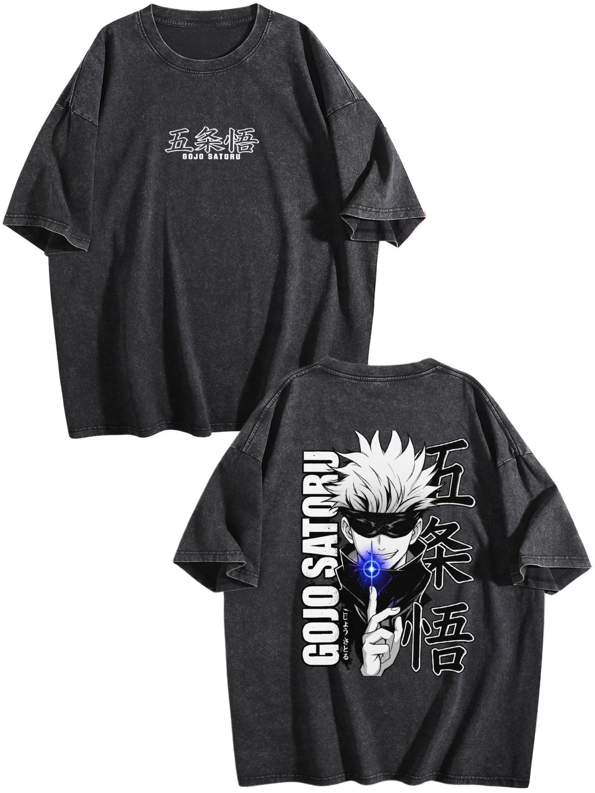 Jujutsu Kaisen Gojo Satoru Double‑Sided Print Vintage Washed T‑Shirt