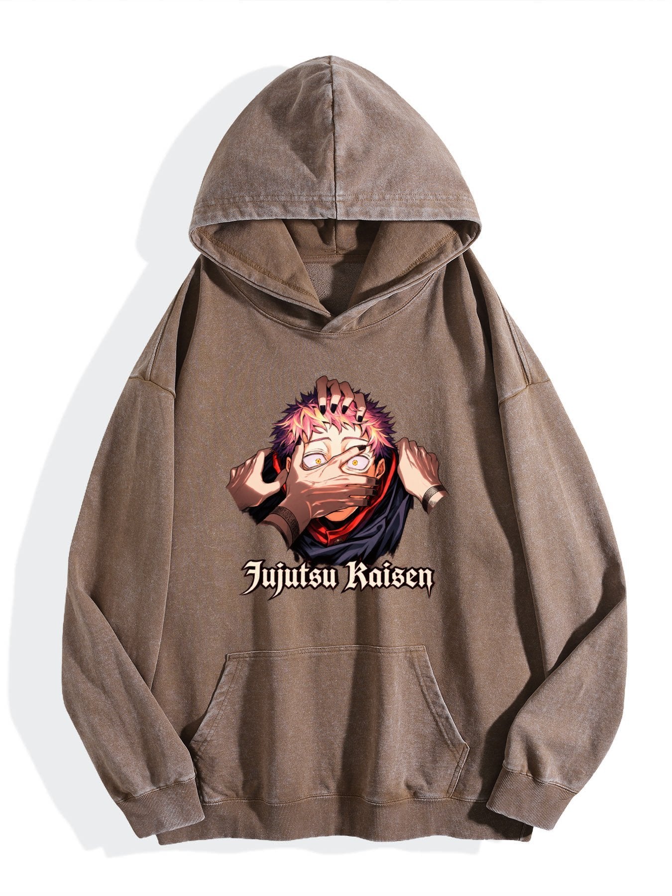 Jujutsu Kaisen Yuji Itadori Portrait Vintage Wash Oversized Hoodie