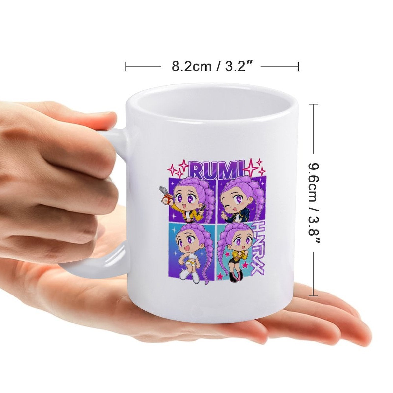 Pop Hunt Witch Squad Rumi Chibi Four‑Panel 11oz Anime Ceramic Mug
