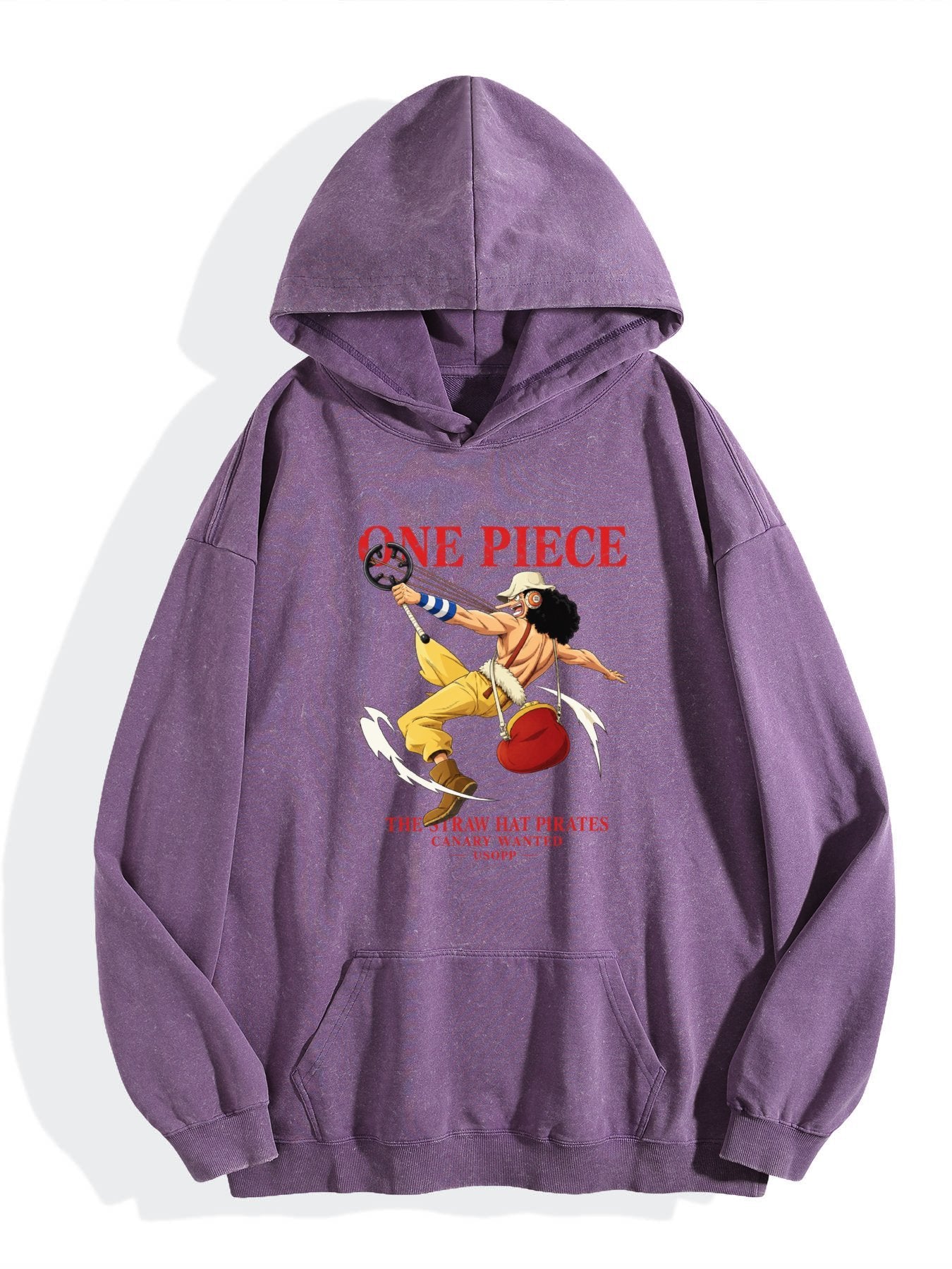 One Piece Usopp Action Pose Vintage Wash Oversized Hoodie
