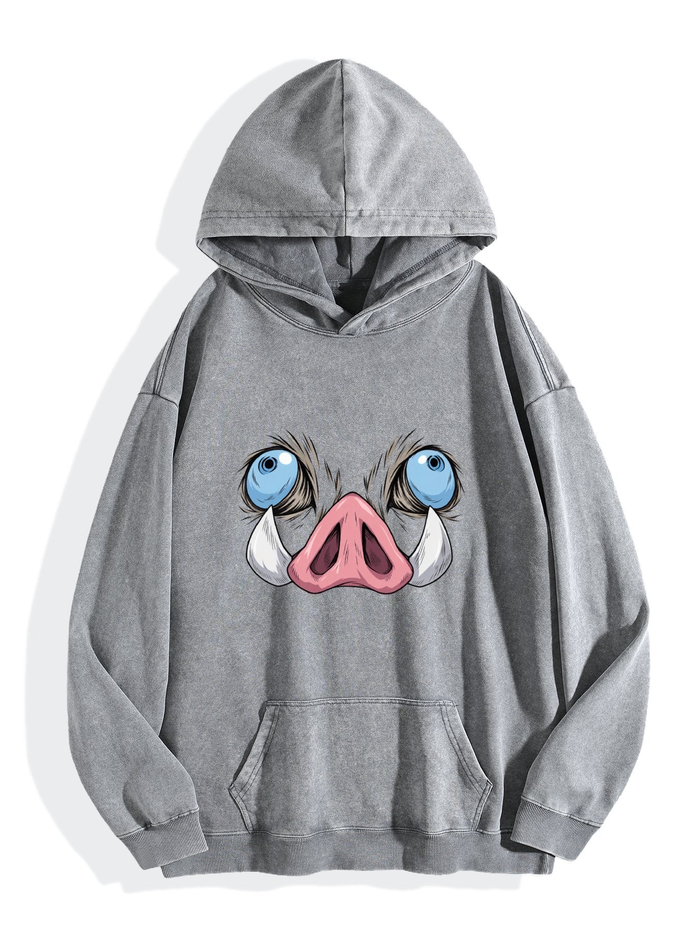 Demon Slayer Inosuke Boar Mask Vintage Wash Oversized Hoodie