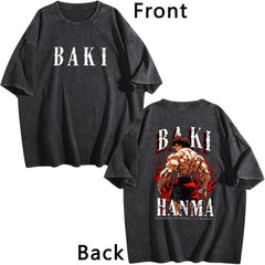 Baki Hanma Double‑Sided Print Vintage Washed T‑Shirt