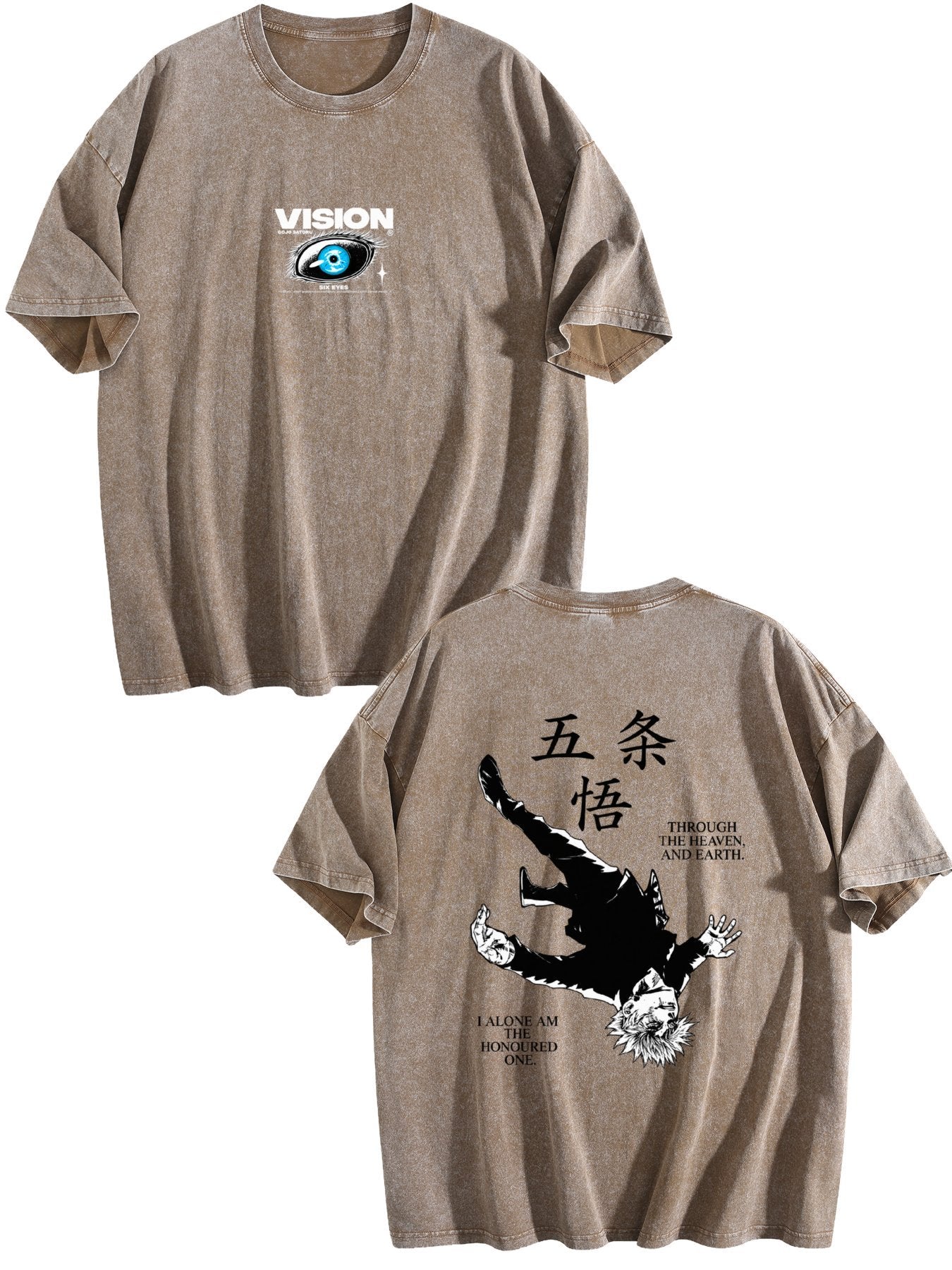 Jujutsu Kaisen Gojo Satoru Double‑Sided Print Vintage Washed Anime T‑Shirt