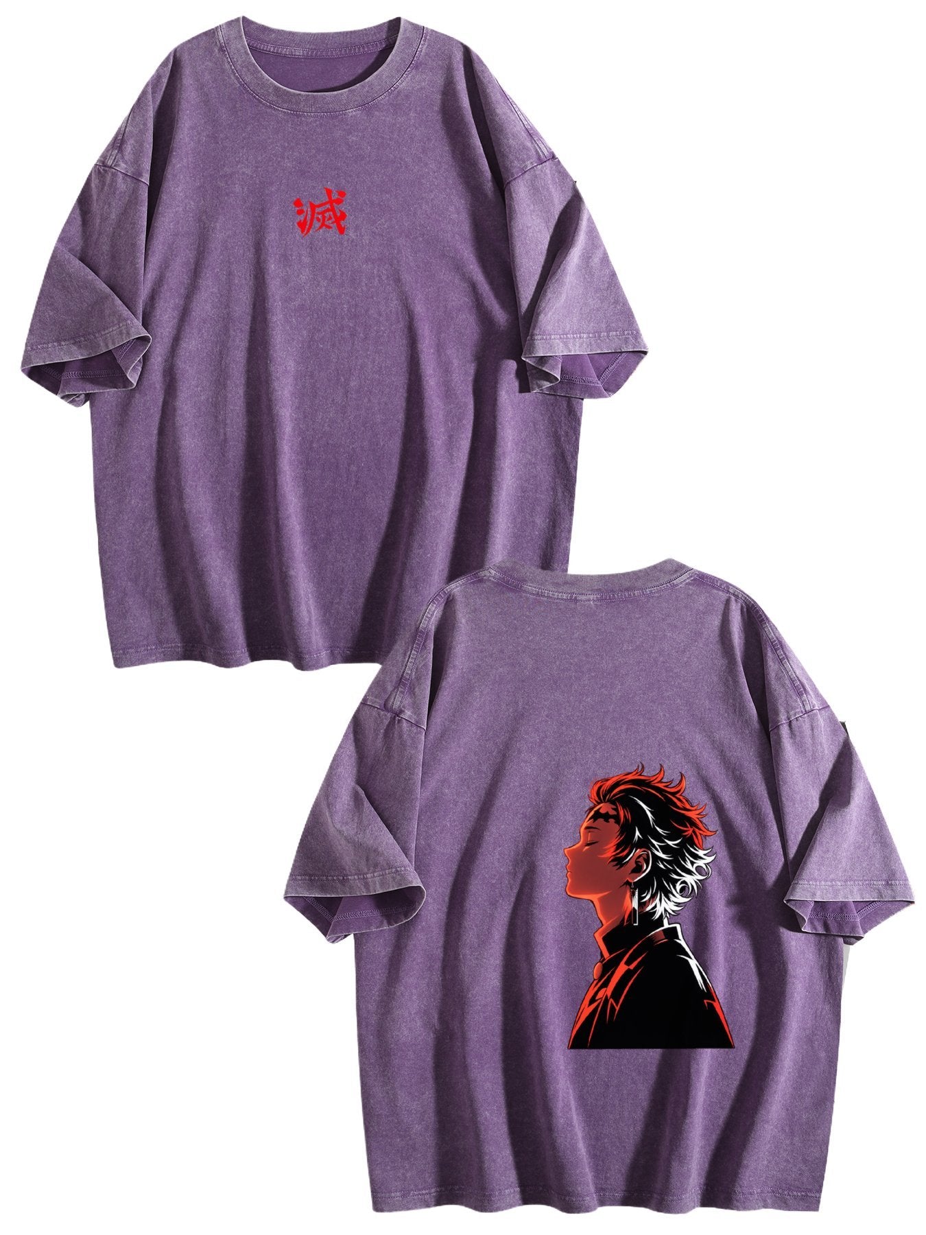 Demon Slayer Double‑Sided Print Vintage Washed Anime T‑Shirt