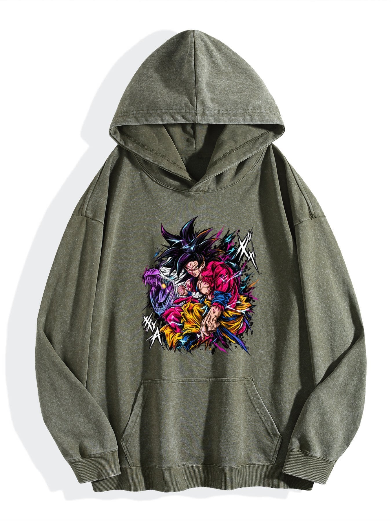 Dragon Ball Goku Color Burst Vintage Wash Oversized Hoodie