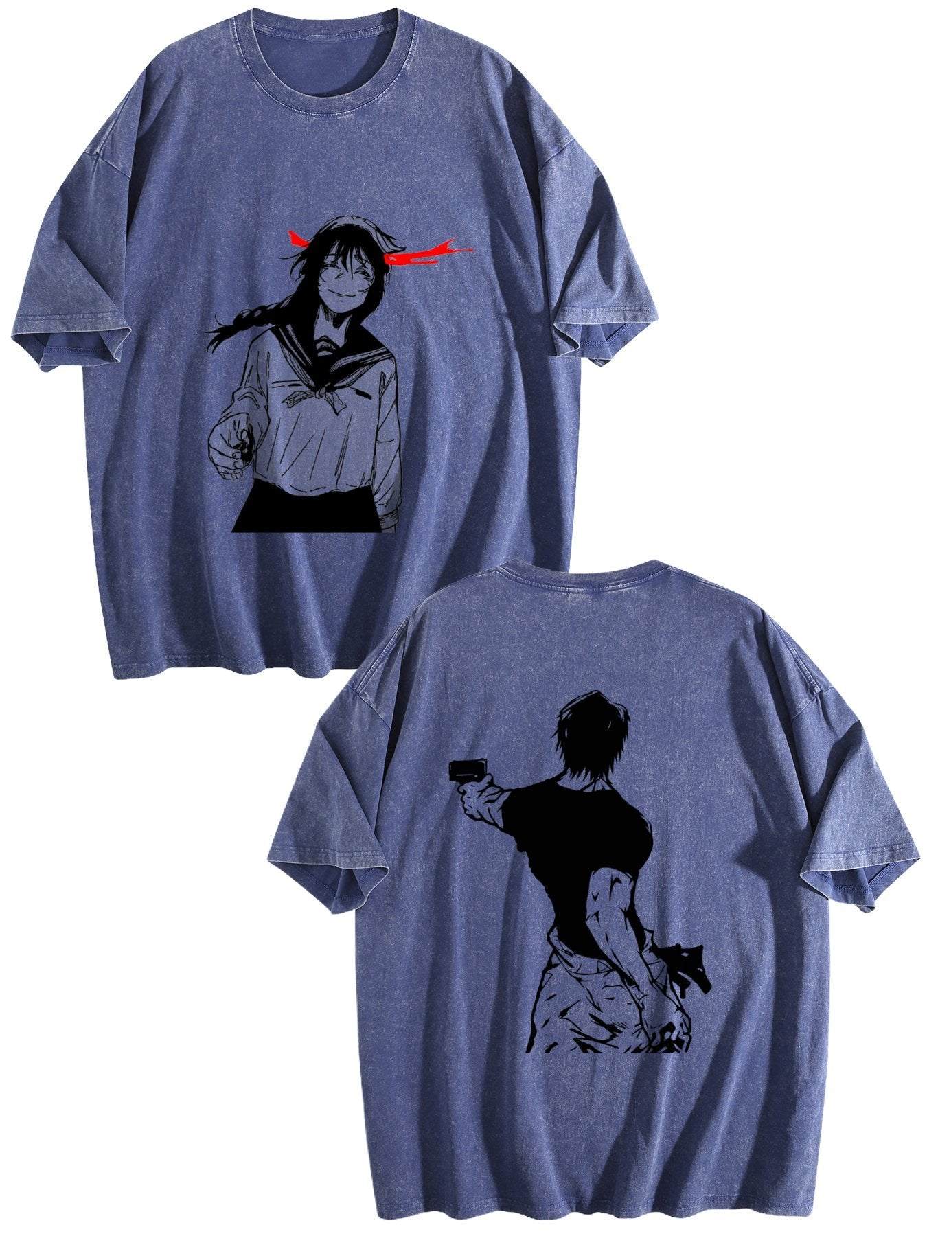 Jujutsu Kaisen Double‑Sided Print Vintage Washed Anime T‑Shirt