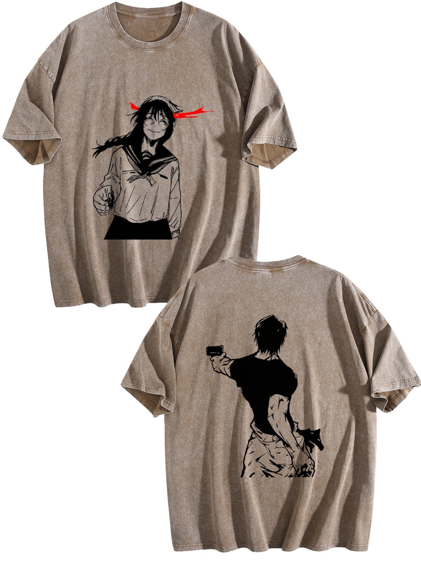 Jujutsu Kaisen Double‑Sided Print Vintage Washed Anime T‑Shirt