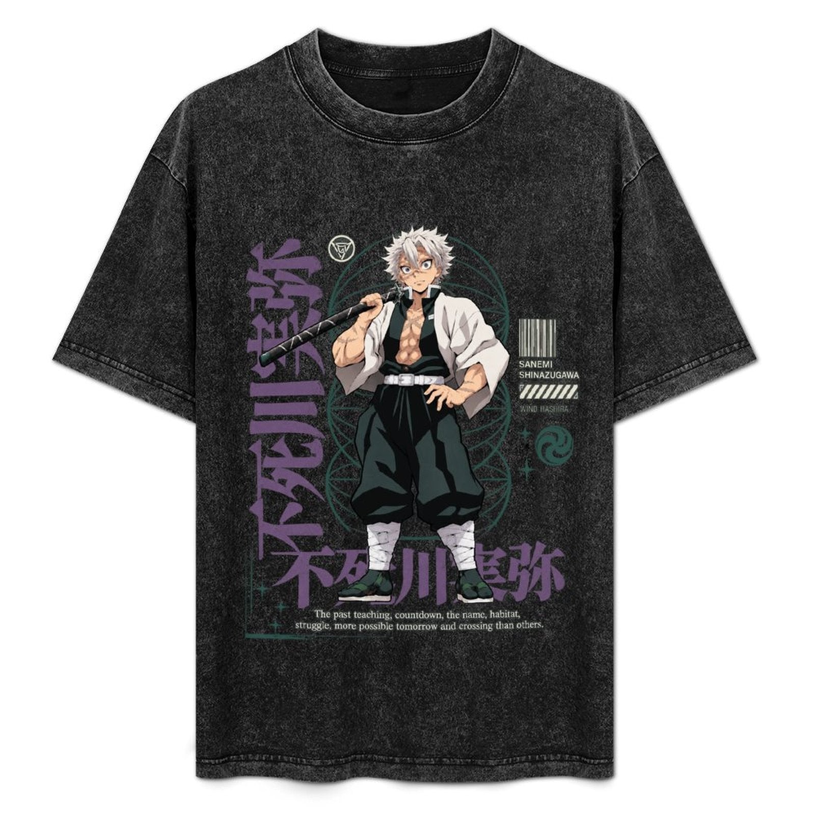 Demon Slayer Sanemi Shinazugawa Oversized Washed Men Tee