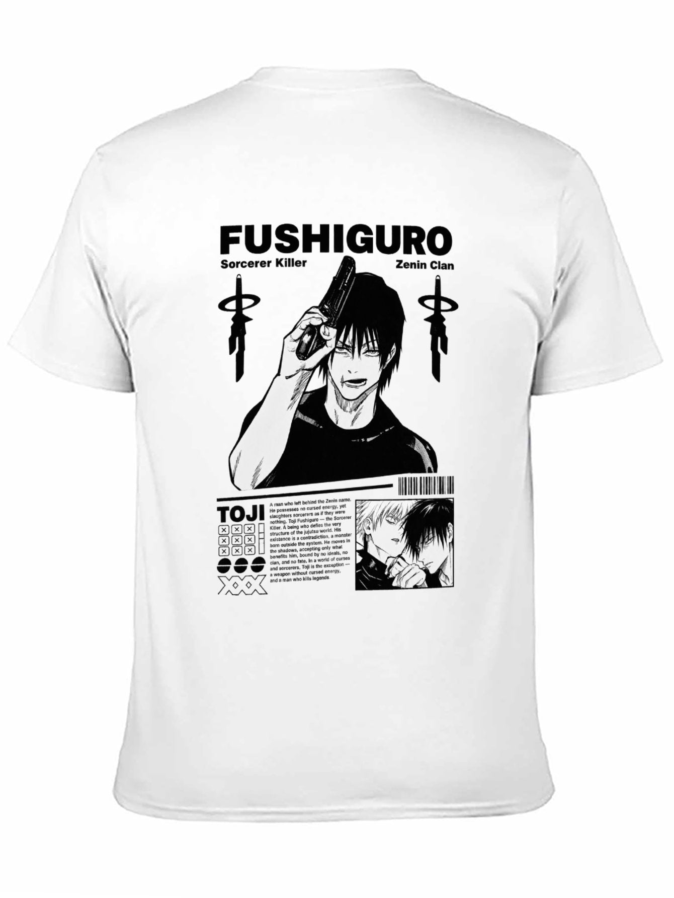 Jujutsu Kaisen Double‑Sided Black‑White Graphic Anime T‑Shirt